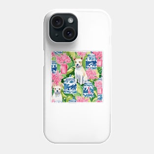 Terriers, cherry blossom, and chinoiserie jars Phone Case