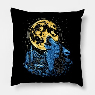 Wolf howl moon Pillow