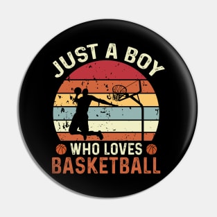 Retro Basketball Lover Boys Basketball Player Pin