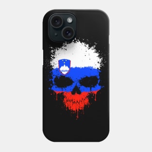 Chaotic Slovenian Flag Splatter Skull Phone Case