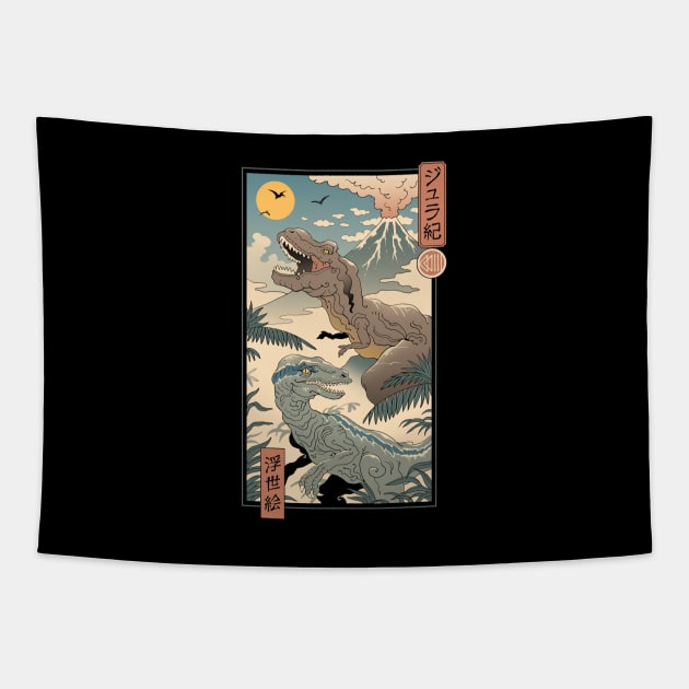 Jurassic Ukiyo-e 2 Tapestry by Vincent Trinidad Art