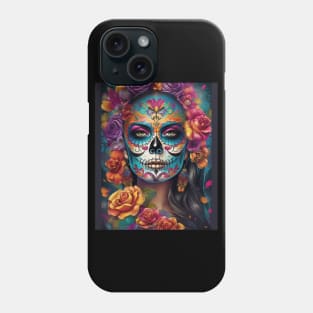 Embrace Tradition: Woman Adorned in Sugar Skull Makeup Phone Case