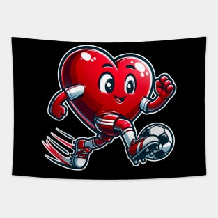 Valentine's Day Heart Soccer Player Team Sports Tapestry