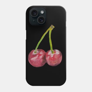 Red Cherries - Oil Pastel drawing Phone Case