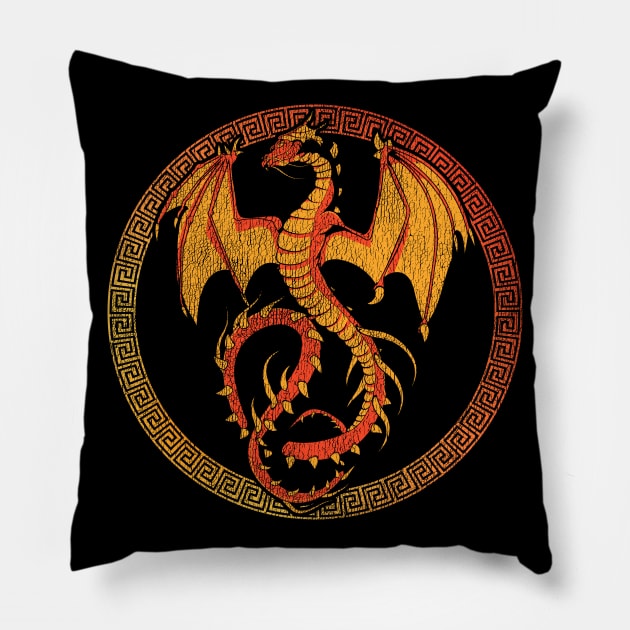 Retro Fantasy Mystical Creature Dragon Dragons Pillow by shirtsyoulike