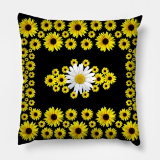 Sunflowers with a daisies flower floral pattern Pillow