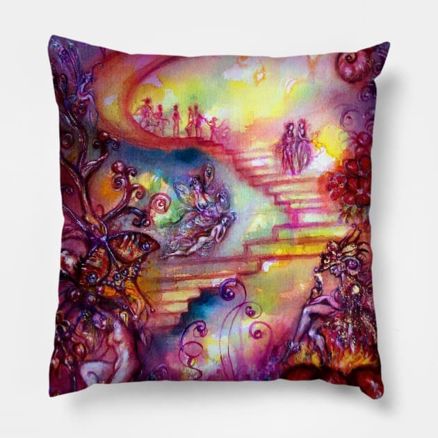 GARDEN OF THE LOST SHADOWS / MYSTIC STAIRS Pillow by BulganLumini