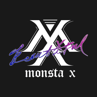 MONSTA X Beautiful Logo Blue to Fuchsia Gradient T-Shirt