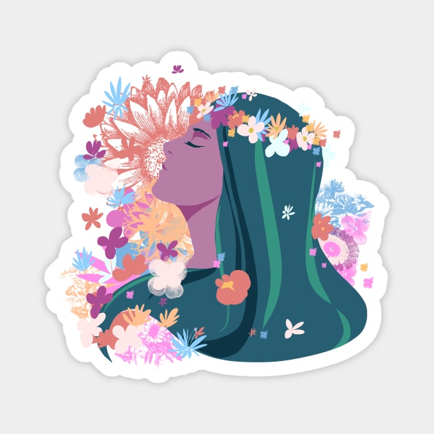 blooming flora Lady Magnet by Memoalatouly