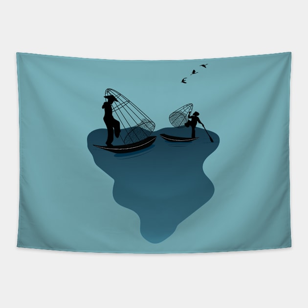 fisherman dad Tapestry by Express Yourself everyday