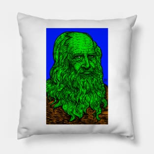 LEONARDO DA VINCI ink and acrylic portrait .2 Pillow