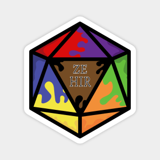 Rainbow Pronoun Pride D20 Ze/Hir Magnet