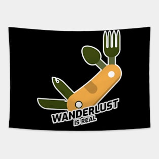 Wanderlust Is Real - Multitool With Black Text Design Tapestry