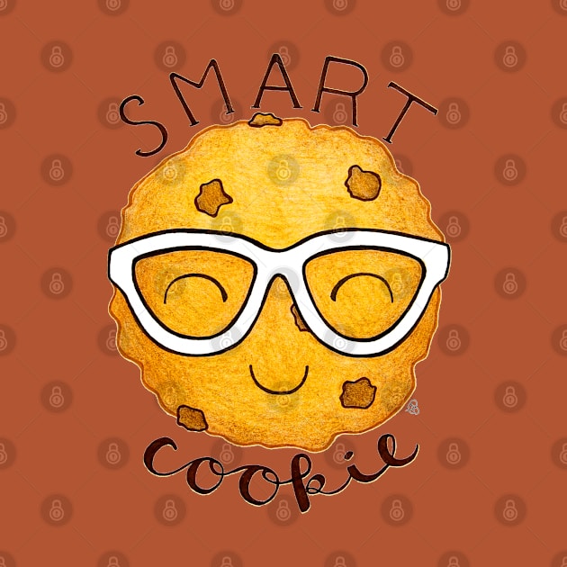 Smart Cookie - A Clever Chocolate Chip Cookie Wearing Glasses by Elinaana