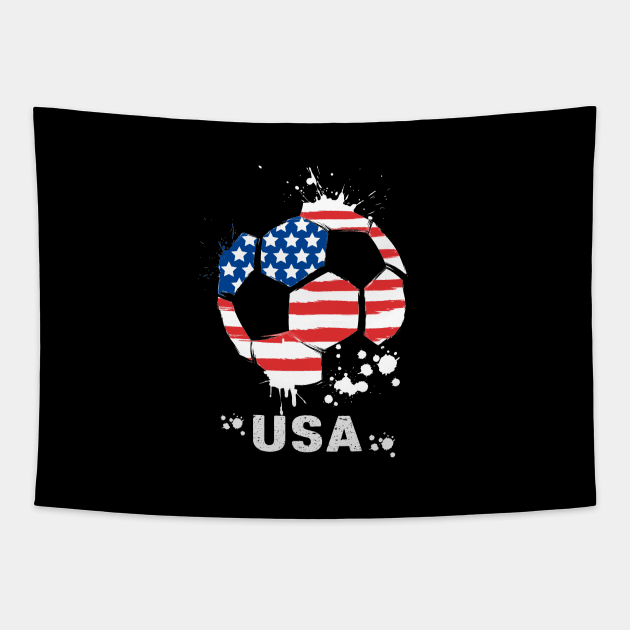 USA World Cup 2022, Funny US Soccer American Flag Soccer Team 2022 Tapestry by Printofi.com