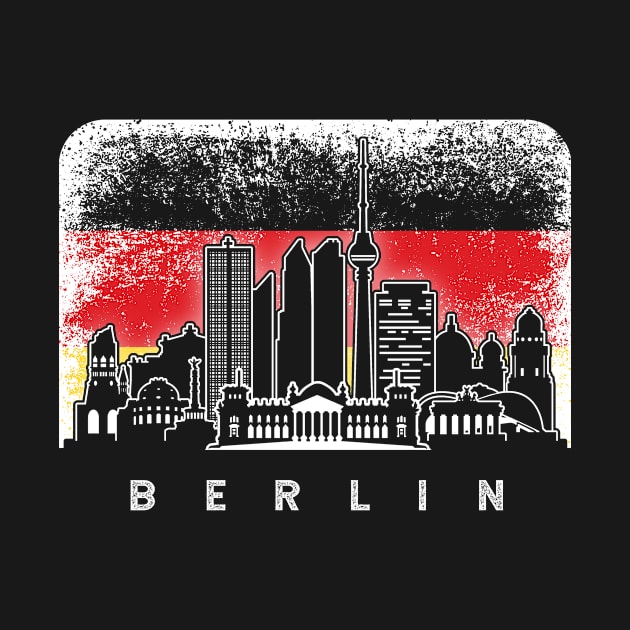 Berlin Germany Skyline Vintage German Flag by ThyShirtProject - Affiliate