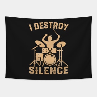 I Destroy Silence - Funny Drummer Drums Tapestry