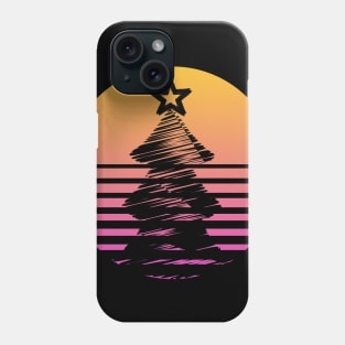 Merry Christmas tree sunset 80s Phone Case