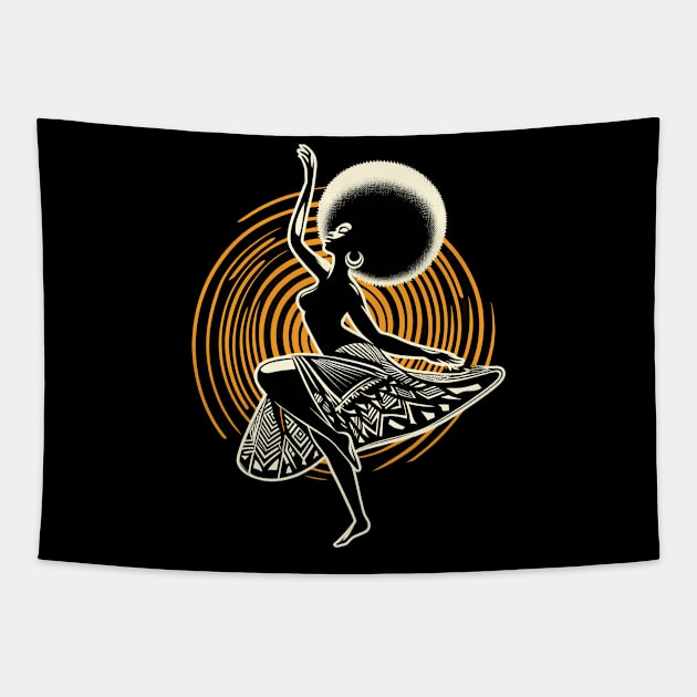 Afrocentric Woman Dancing Tapestry by Graceful Designs