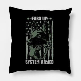 ears up system armed dog american flag Pillow