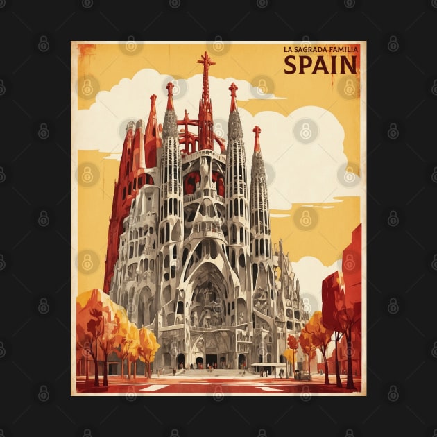 La Sagrada Familia Spain Travel Tourism Retro Vintage by TravelersGems