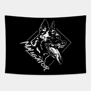 Funny Belgian Malinois Maligator dog portrait Tapestry