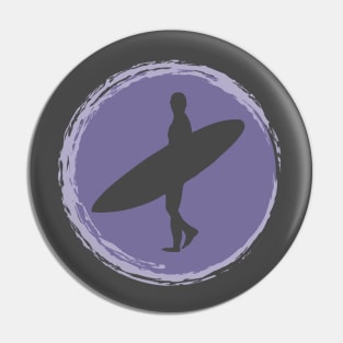 Surfer Silhouette in a Wave Pin