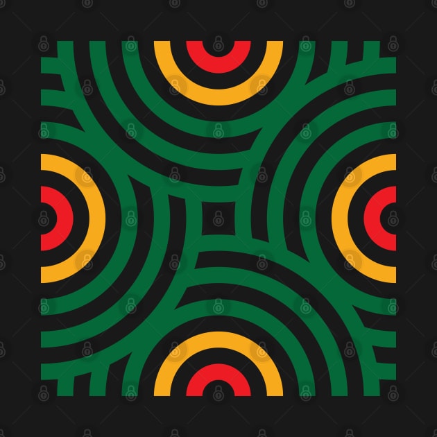 Circular Pattern, Ethiopian Flag (Green, Yellow & Red) by Merch House