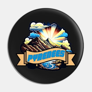 vintage travel pyrenees mountains logo Pin