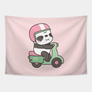 Cute Little Panda Riding Green Scooter Tapestry