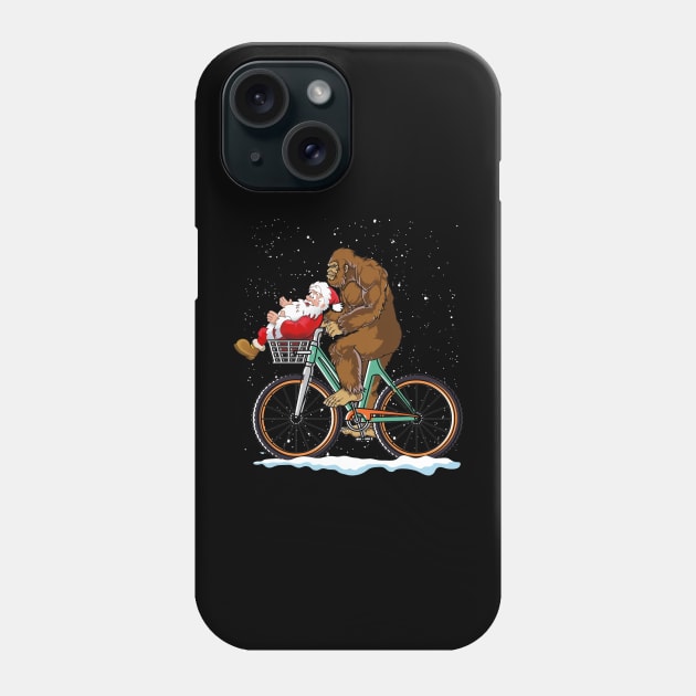 Bigfoot and Santa riding a bike Phone Case by JameMalbie