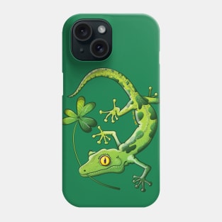 Saint Patrick's Day gecko holding in mouth a shamrock clover Phone Case