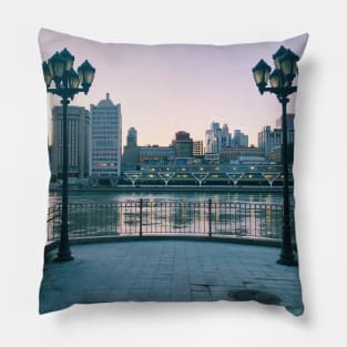 Roosevelt Island River View Sunset Pillow