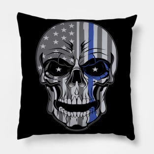 support the thin blue line skull design Pillow