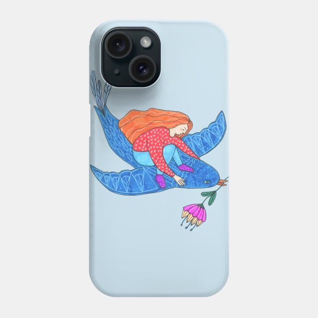 Flying On A Giant Bird Phone Case by DoodlesAndStuff