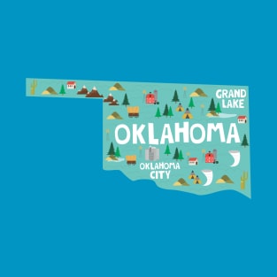 Oklahoma State USA Illustrated Map T-Shirt