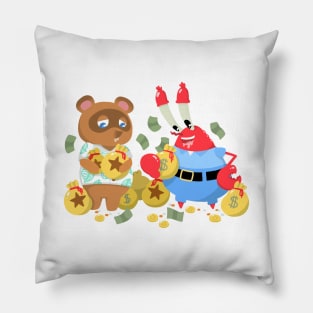 Greedy Boys Cartoon Mashup Funny Art Pillow