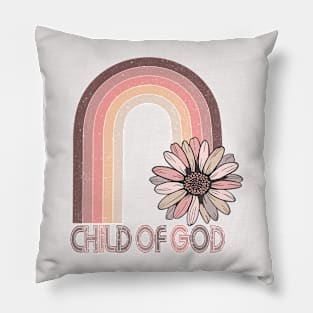 Child of God Boho Rainbow with Daisy Pillow