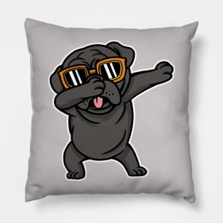 Cool Dabbing Black Pug with Sunglasses Pillow