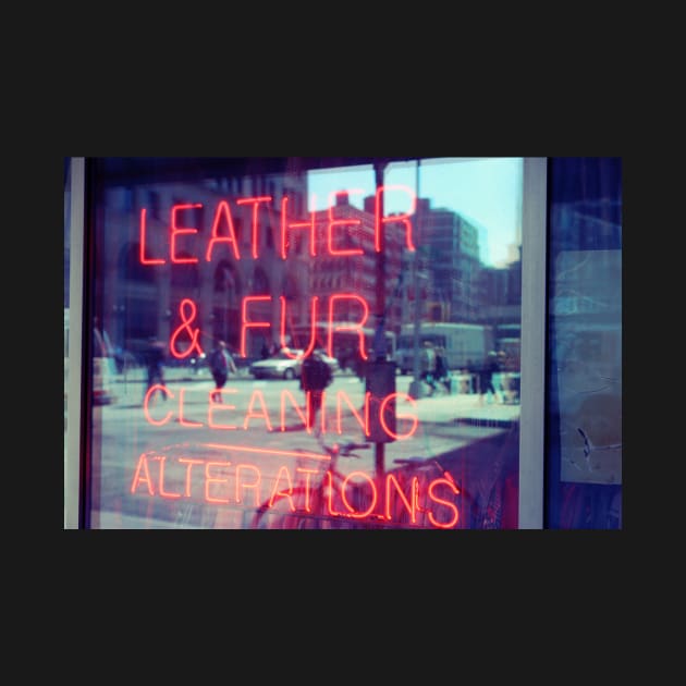 Dry cleaning neon sign, store window in NYC by Reinvention