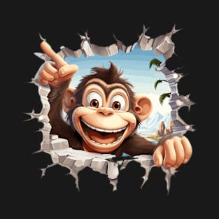 Cute Monkey Peeking T-Shirt