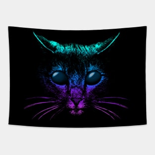 Blue Alien Cat Face Area 51 Tapestry