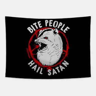 Bite People Hail Satan I Pentagram Possum product Tapestry