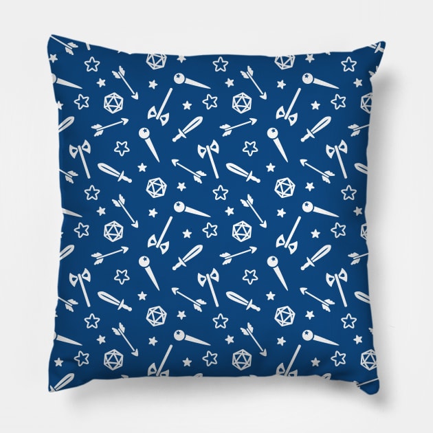 Mysterious Blue Adventurer Pattern Pillow by hya_bm