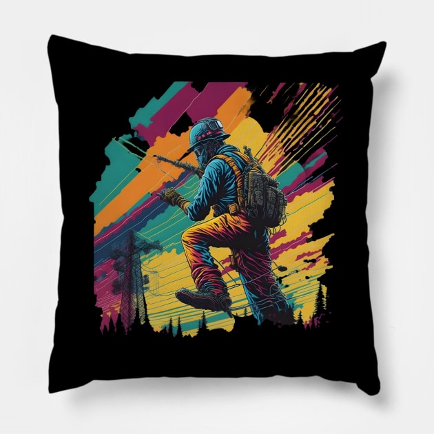 Lineman art design for wonderful linemens Pillow by emeka