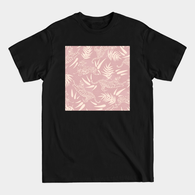 Tigers and Bamboo Leaves / Light Pink - Tigers - T-Shirt