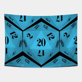 Blue 20-Sided Dice Design Tapestry