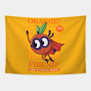 Funny Super Hero Orange Tapestry