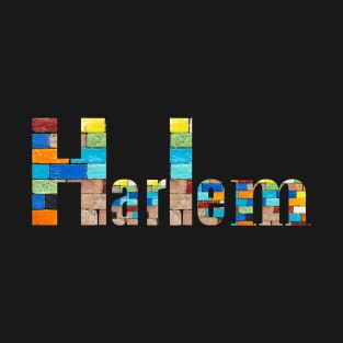 Harlem Texted Based | Colorful Abstract Brick Design T-Shirt