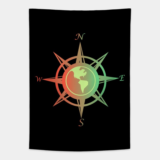 Compass rose with cardinal points Tapestry by SAMUEL FORMAS